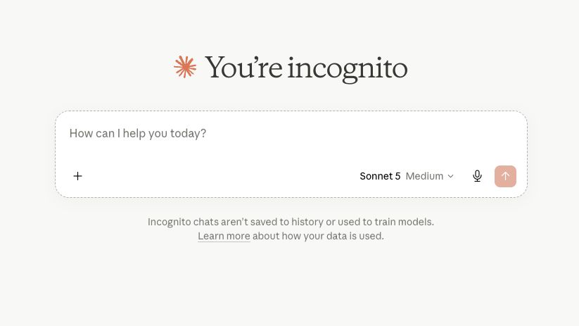 Claude incognito chat screenshot.