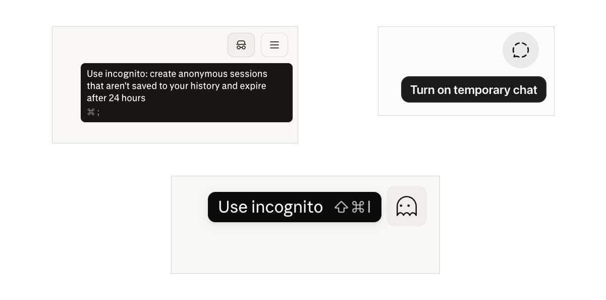 Incgonito/Temporary Chat icon.