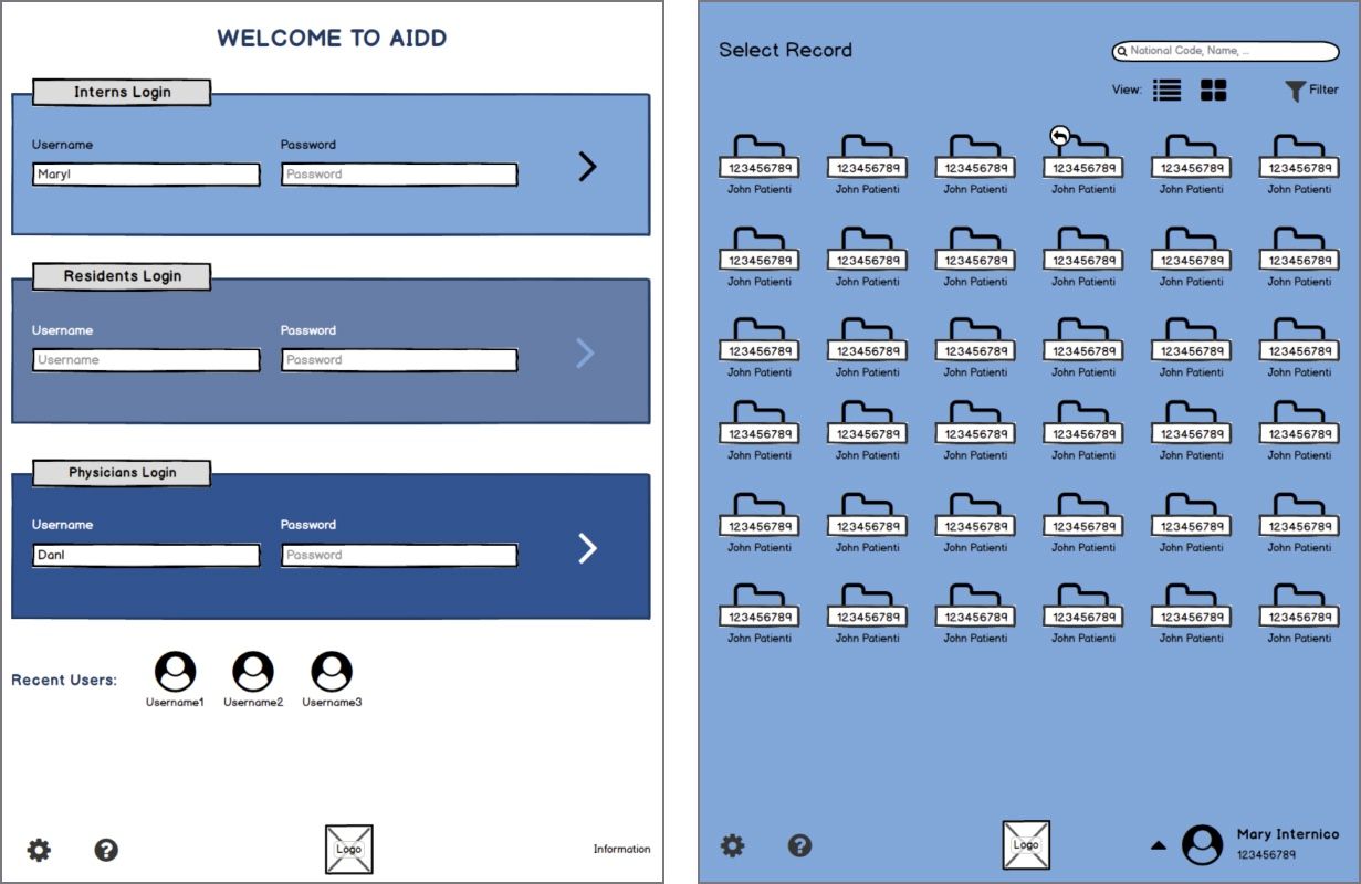 Wireframe: enter screens.