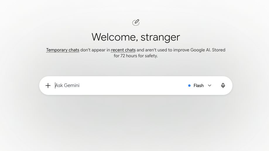 Gemini temporary chat screenshot.